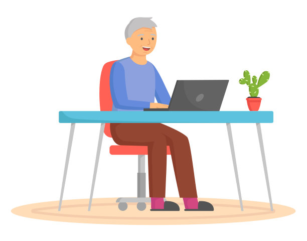 老人寻找信息和冲浪图片下载