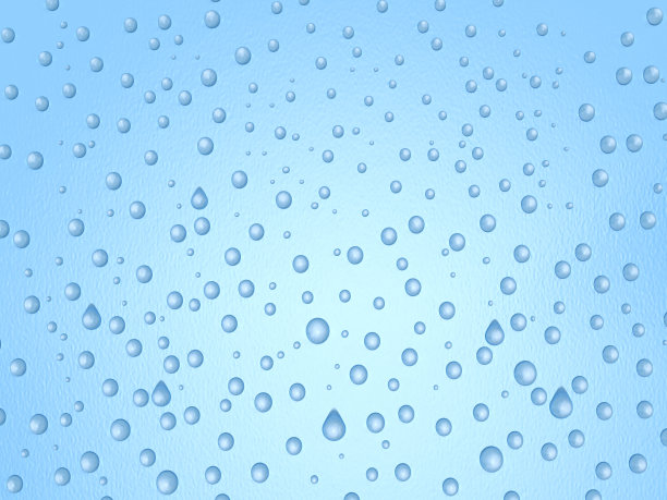蓝色塑料树脂墙上水滴的3D插图。图片下载