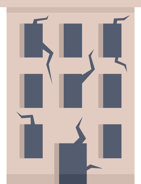 被摧毁的建筑图标平坦孤立图片下载