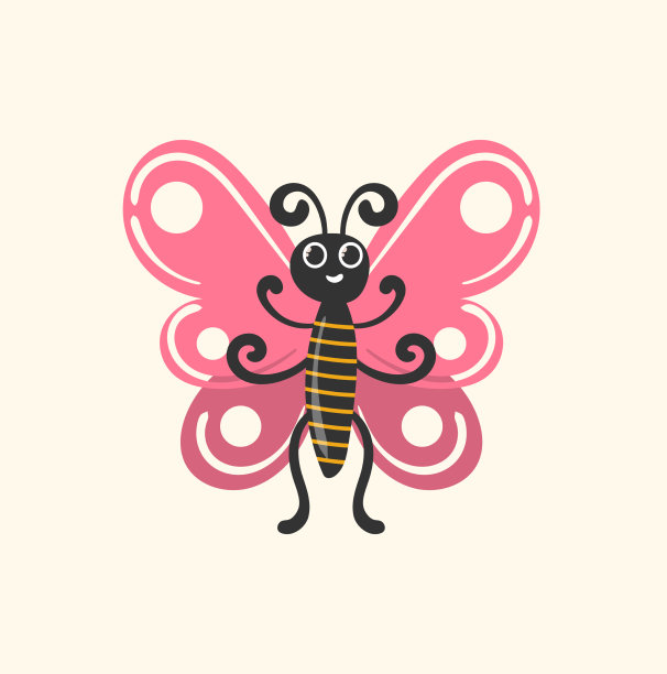 可爱的昆虫角色虫虫甲虫平图片下载