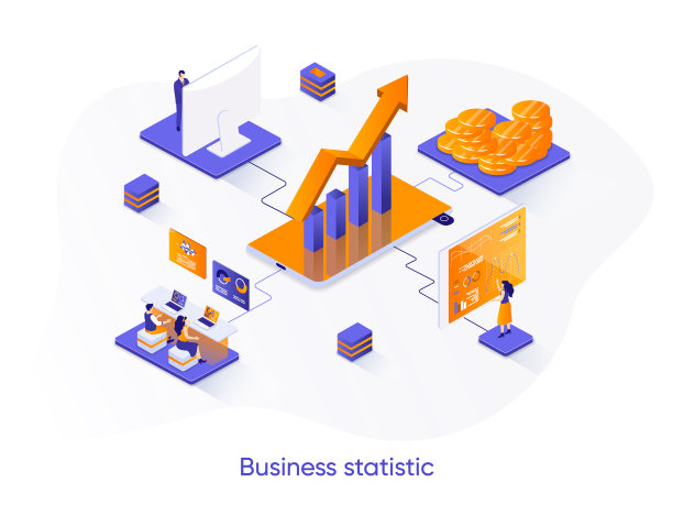 商业统计等距网页横幅图片下载