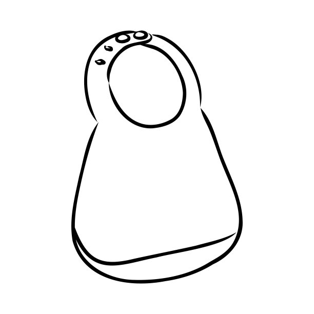 婴儿围嘴素描图标孤立的背景手图片下载