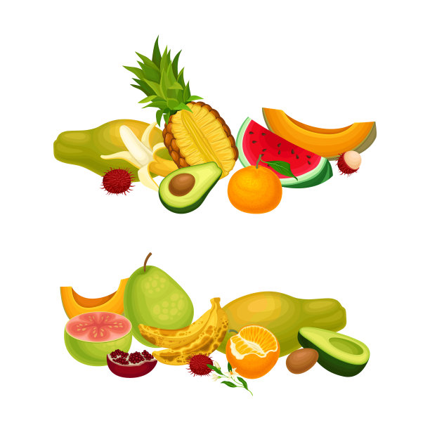 一堆明亮多汁的热带水果图片下载