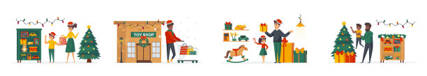 在圣诞节的时候，玩具商店的场景与捆绑图片下载