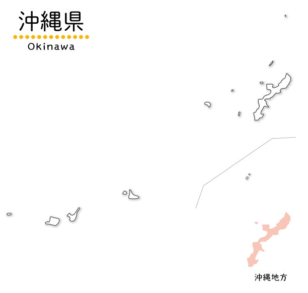 简单的冲绳县白色地图，包括孤岛的整体视图，简化的线条绘制图片下载