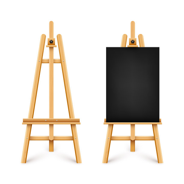 现实油漆书桌与空白的黑色帆布图片下载