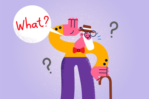 拄着拐杖的老人听力有问题图片下载