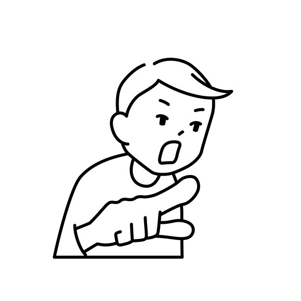 一个男人指着外面的东西的插图(白色背景，矢量，剪掉)图片下载