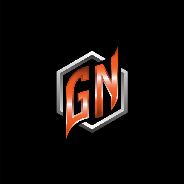 字母组合的几何橙色与六边形图片下载