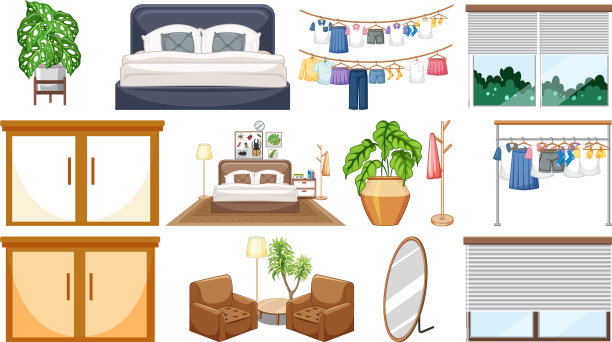 一套室内家具和装饰品图片下载