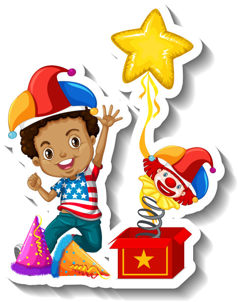 贴纸美国男孩戴着小丑帽图片下载