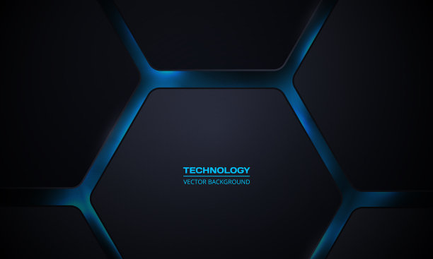 黑色三维六边形技术摘要图片下载
