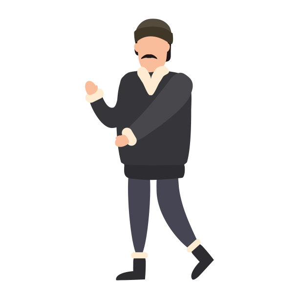 大胡子男人冬天寒冷天气衣服帽子图片下载