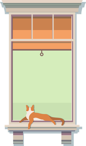 猫躺在窗台的木架上图片下载