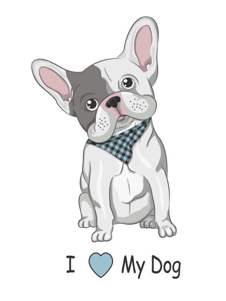 小狗法国斗牛犬素描图片下载