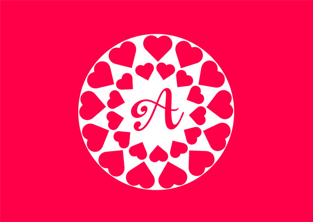 一个字母logo用爱心logo设计模板图片下载