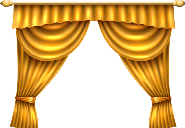 金色的窗帘，窗帘，窗帘，豪华的室内图片下载