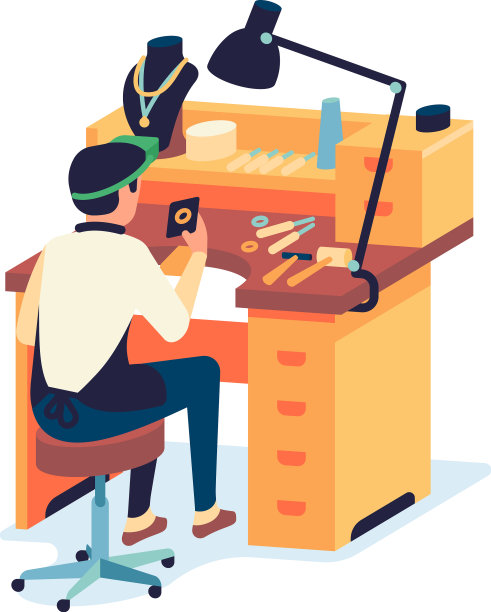 人创造珠宝，珠宝商在黄金上工作图片下载