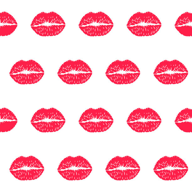 女性唇吻无缝图案背景图片下载