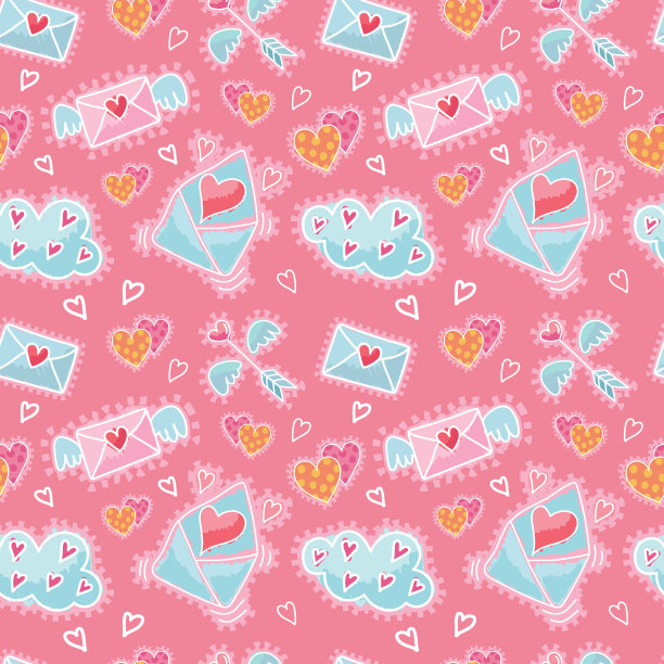 情人节无缝可爱物品图片下载