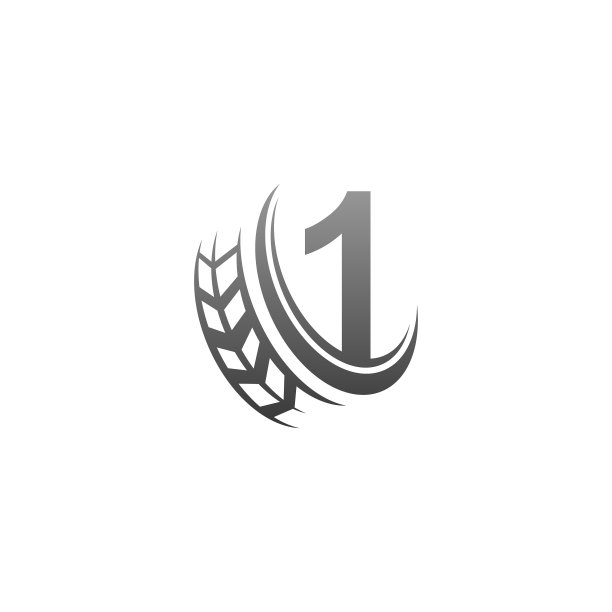带车轮尾迹的数字1图标设计模板图片下载