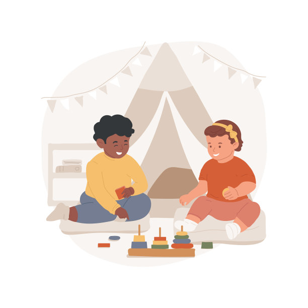 与孩子互动的孤立卡通图片下载