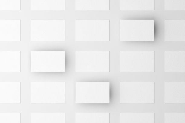 俯视图水平名片孤立在白色背景的模型，3D插图图片下载