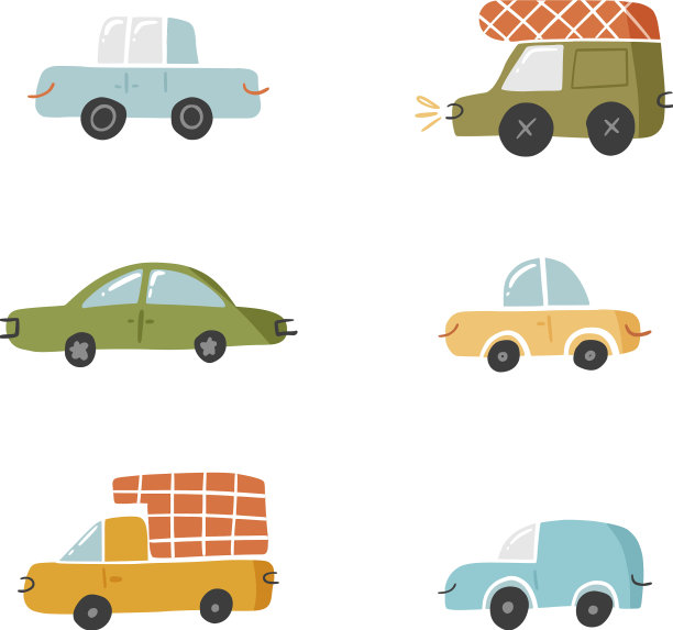 一套可爱的涂鸦车手绘风格设计图片下载