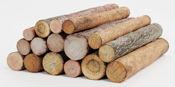 逼真的3D渲染树的日志图片下载