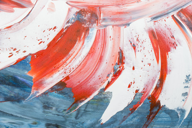 红、蓝、白、紫颜料，抽象、现代绘画艺术图片下载