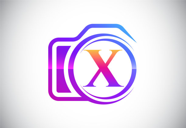 带有相机图标标志的字母首字母图片下载