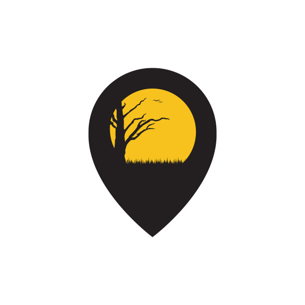 日落视图与销图位置标志设计图片下载