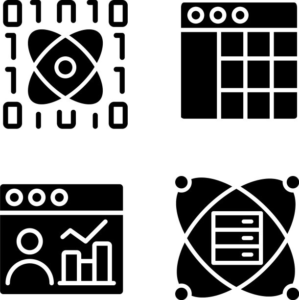 科学数据挖掘黑色字形图标设置图片下载