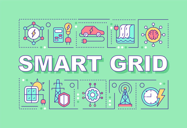 智能电网字概念绿旗图片下载