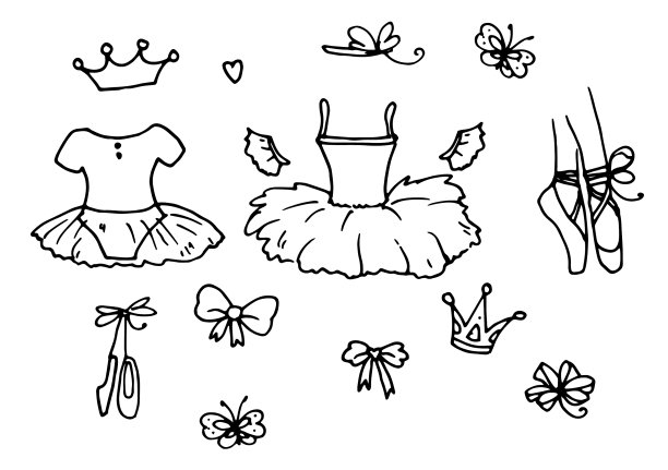 一套芭蕾涂鸦手绘的合集图片下载