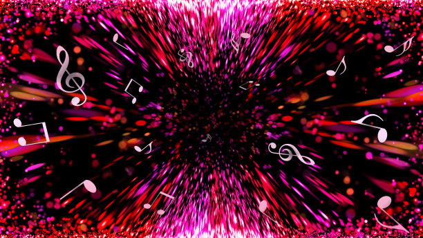 音乐的图像，闪闪发光的灯光和音符的背景插图图片下载