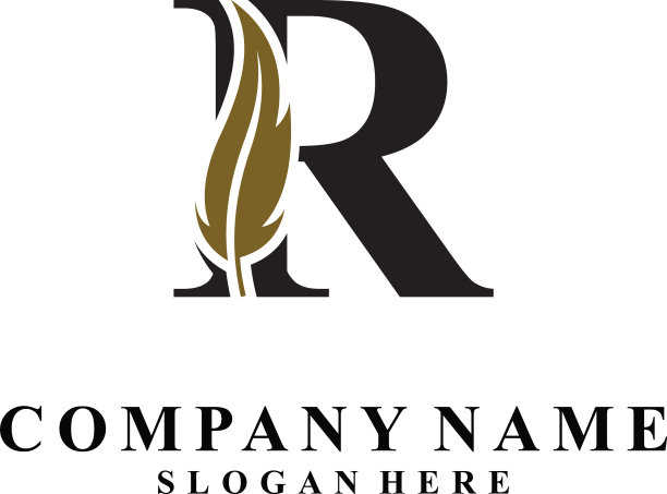 首字母r标志与羽毛概念图片下载