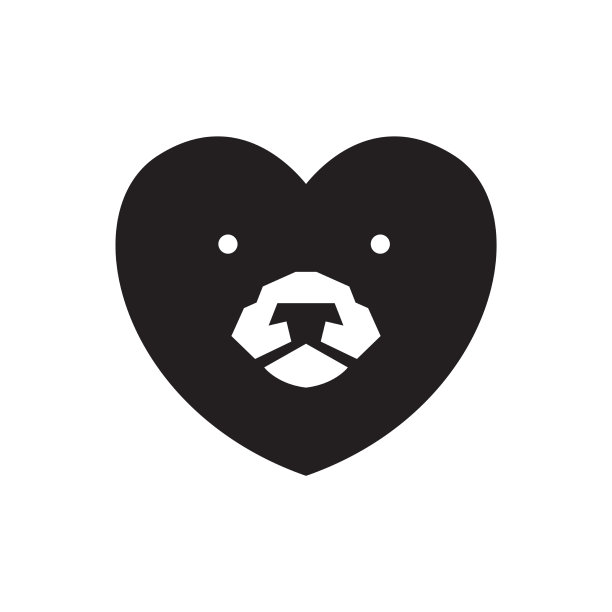 爱的形状与头熊标志设计图形图片下载
