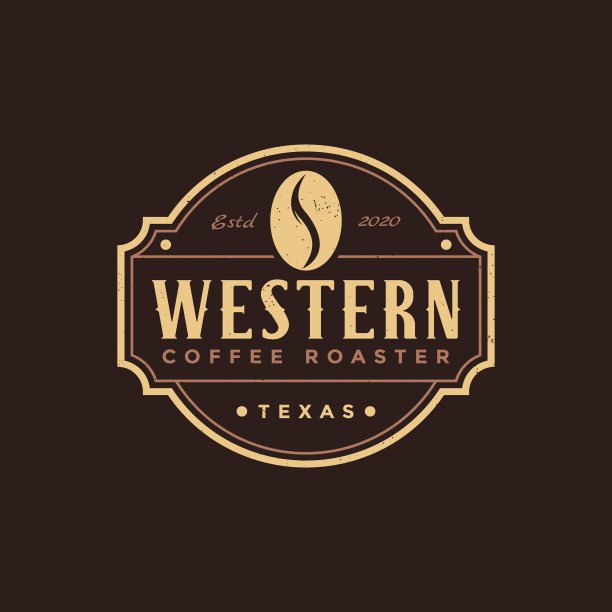 复古复古的徽标徽章西式咖啡标志图片下载
