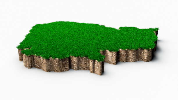 柬埔寨地图土壤土地地质横截面与绿色草地和岩石地面纹理3d插图图片下载