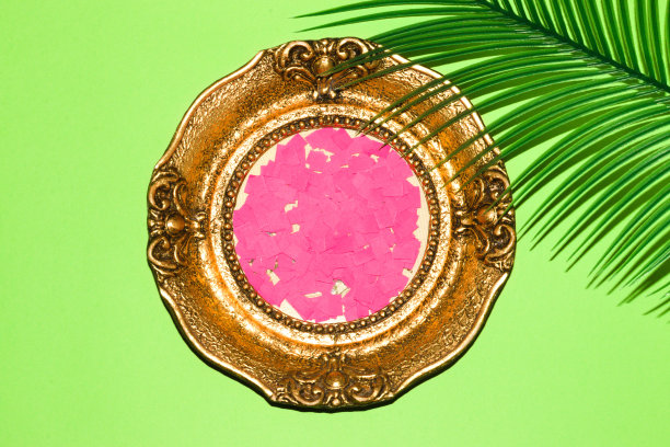 古老复古的框架被丛林的树叶包围，创意艺术设计复制空间，夏天的绿色设计图片下载