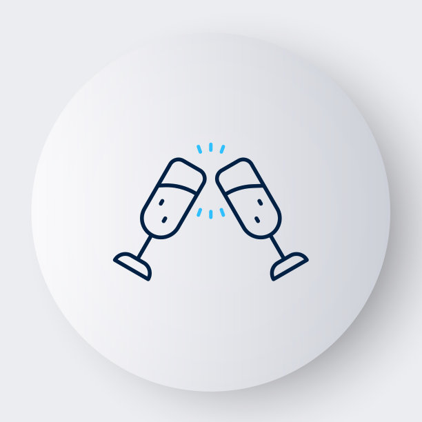 香槟图标孤立在白色玻璃线图片下载