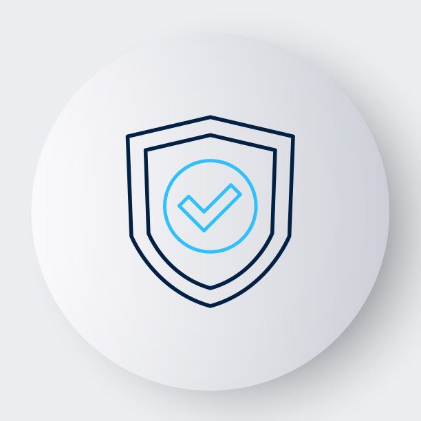 线屏蔽与复选标志图标隔离在白色图片下载