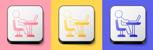 等距自由职业者图标孤立在粉黄色图片下载