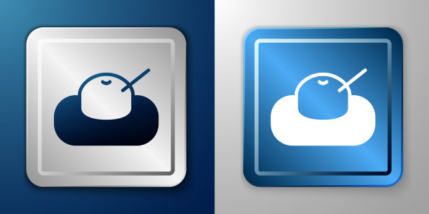 白色麻糬图标孤立在蓝色和灰色上图片下载