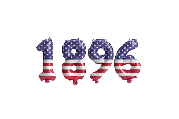 3d插图1896年气球与美国国旗颜色孤立在白色背景图片下载