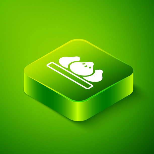 等距饺子图标孤立在绿色上图片下载