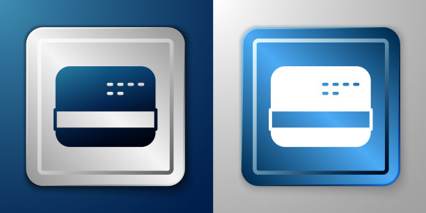 白色信用卡图标孤立在蓝色和灰色图片下载