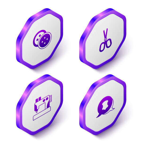 设置衣服剪刀的等距缝纫按钮图片下载