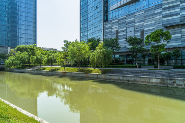 现代城市海滨市区天际线，中国图片下载